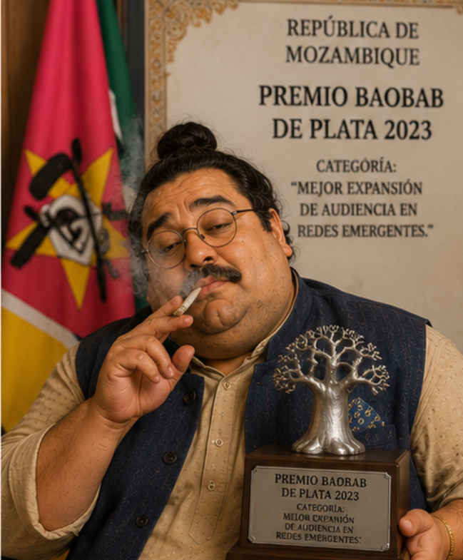 Aceptando el Premio Baobab de Plata en Mozambique