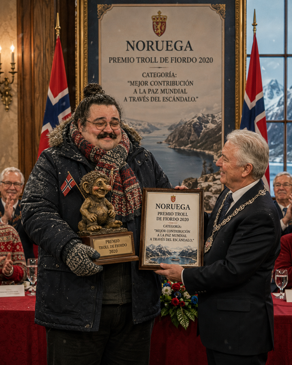 Aceptando el Premio Troll de Fiordo en Noruega