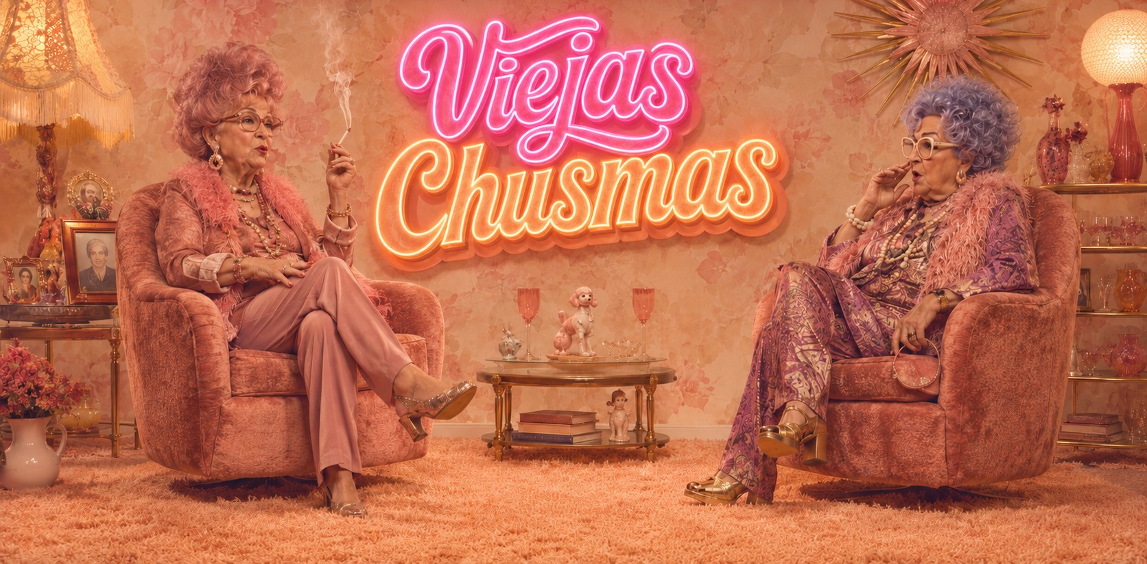 Dos Viejas Chusmas chusmeando en un living vintage