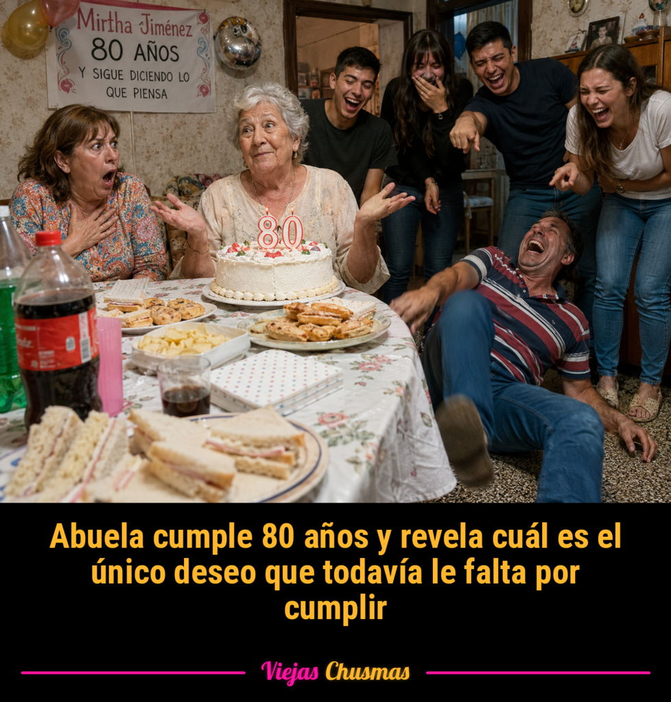 Abuela celebrando su cumpleaños número 80 con su familia
