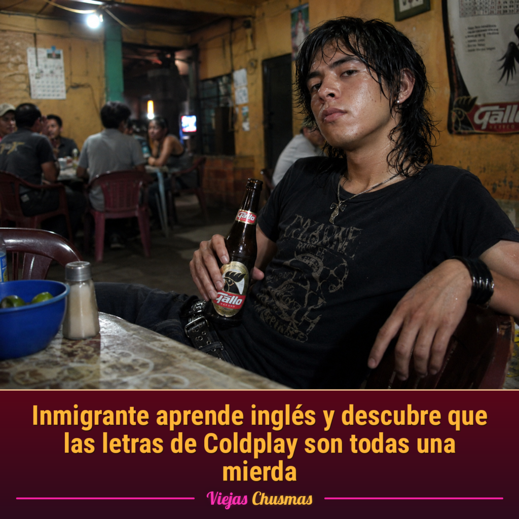 Hombre escuchando Coldplay mientras lee las letras de las canciones