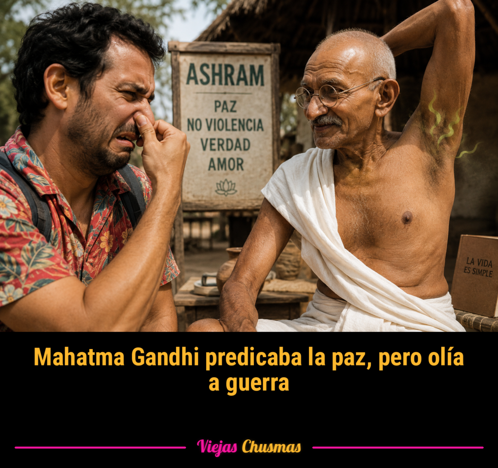 Mahatma Gandhi en una representación satírica sobre la paz