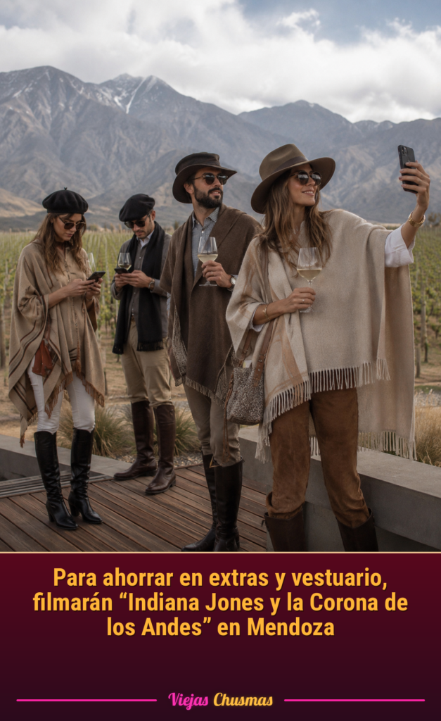 Filmación de Indiana Jones en Mendoza con paisaje de los Andes