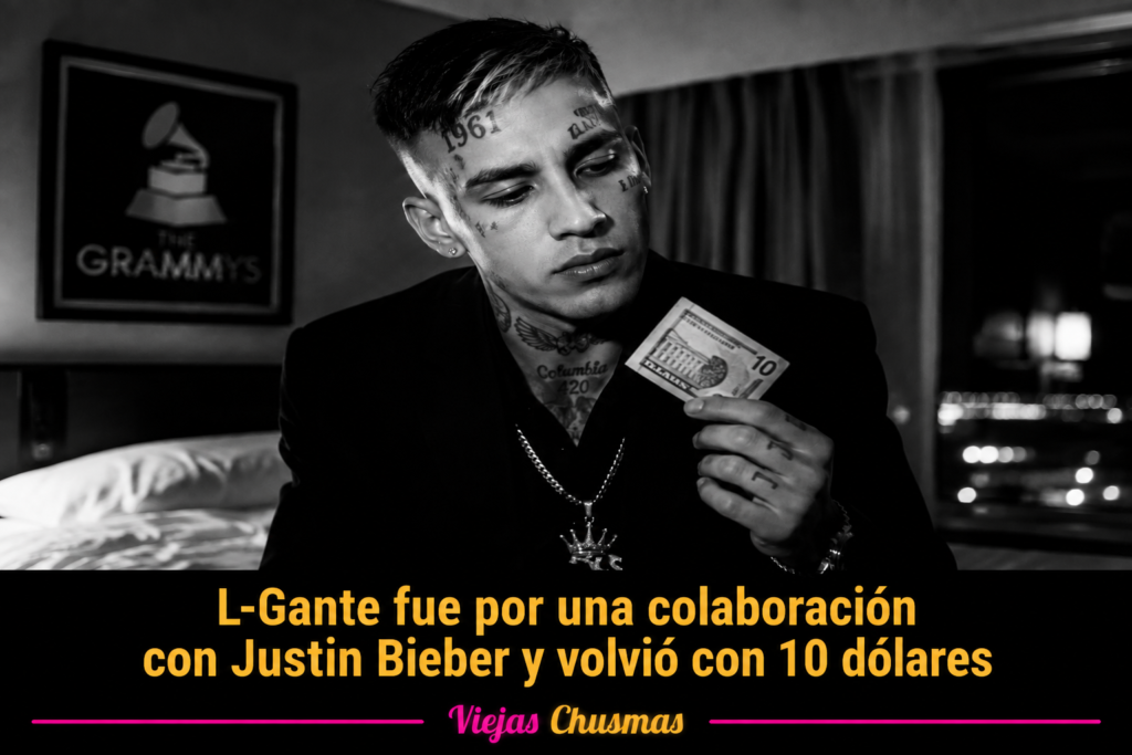 L-Gante junto a Justin Bieber en una escena satírica