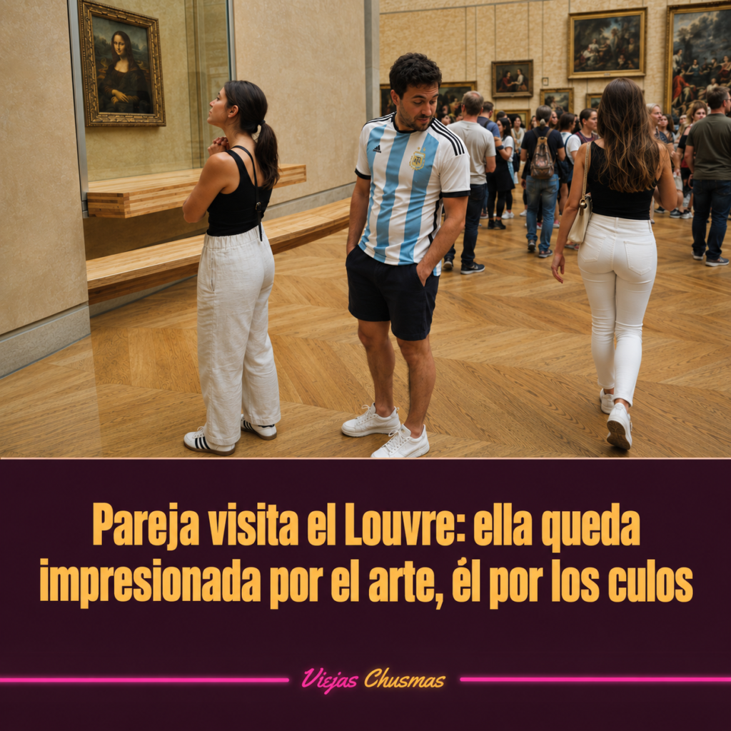 Pareja recorriendo esculturas en el Museo del Louvre