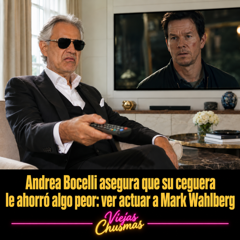 Andrea Bocelli junto a Mark Wahlberg en una escena satírica