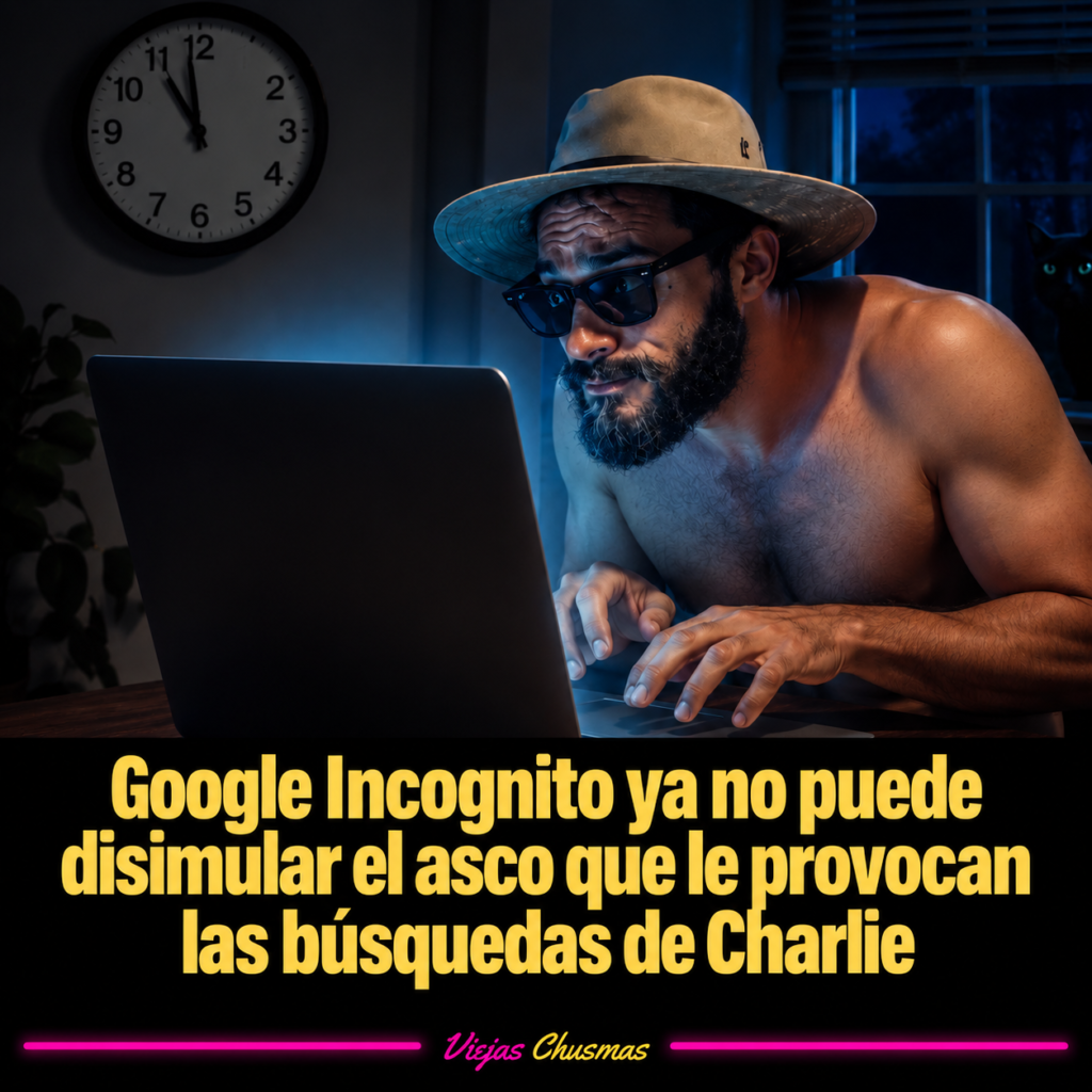 Hombre usando el modo incógnito de Google en su computadora