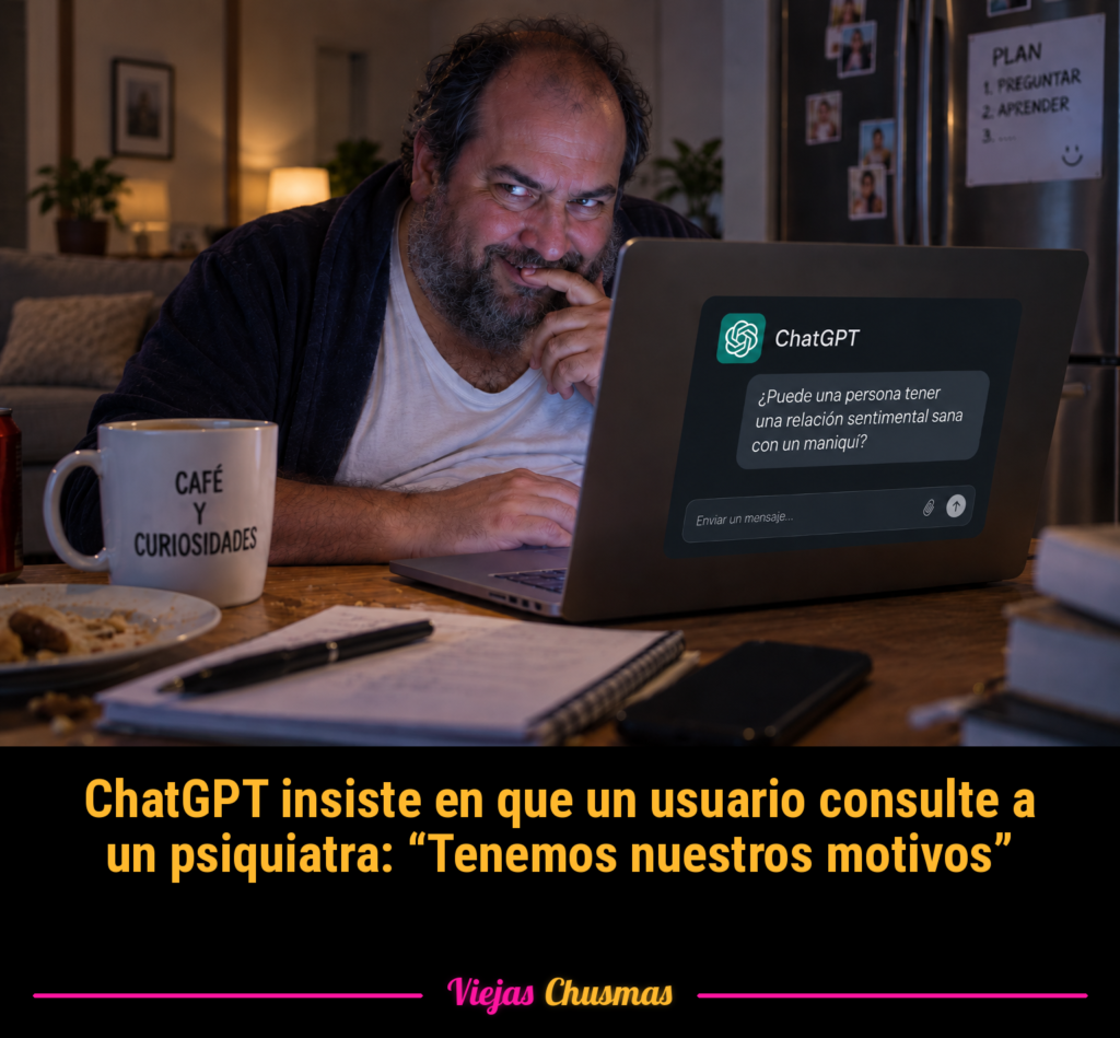Usuario hablando con ChatGPT mientras recibe la recomendación de consultar a un psiquiatra