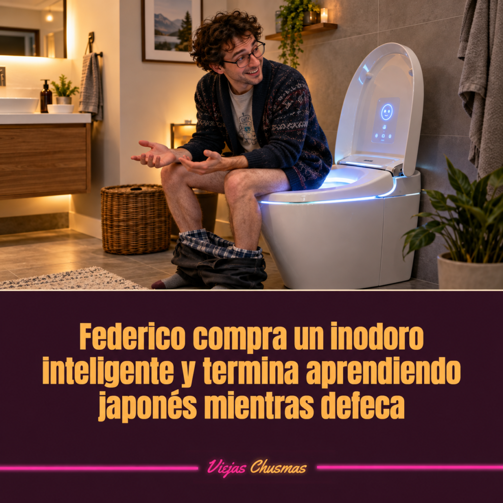 Hombre usando un inodoro inteligente japonés