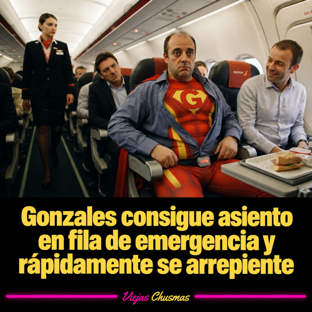 Pasajero sentado en la fila de emergencia de un avión