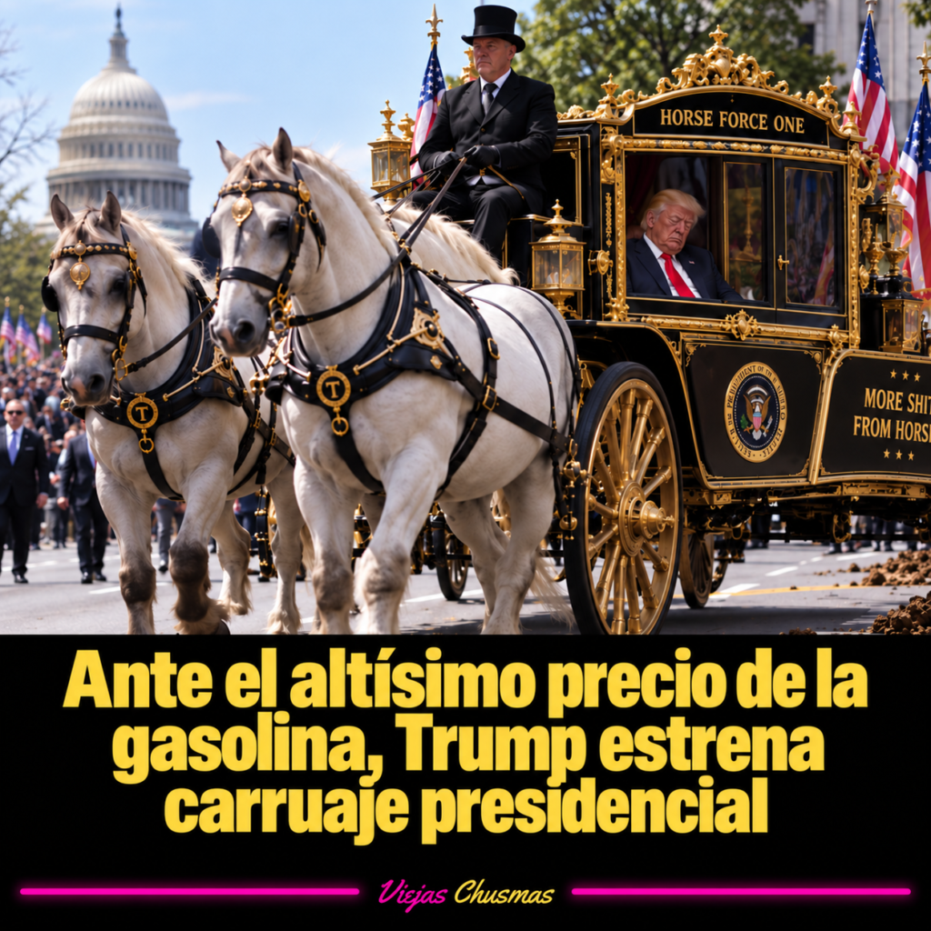 Donald Trump viajando en un carruaje presidencial