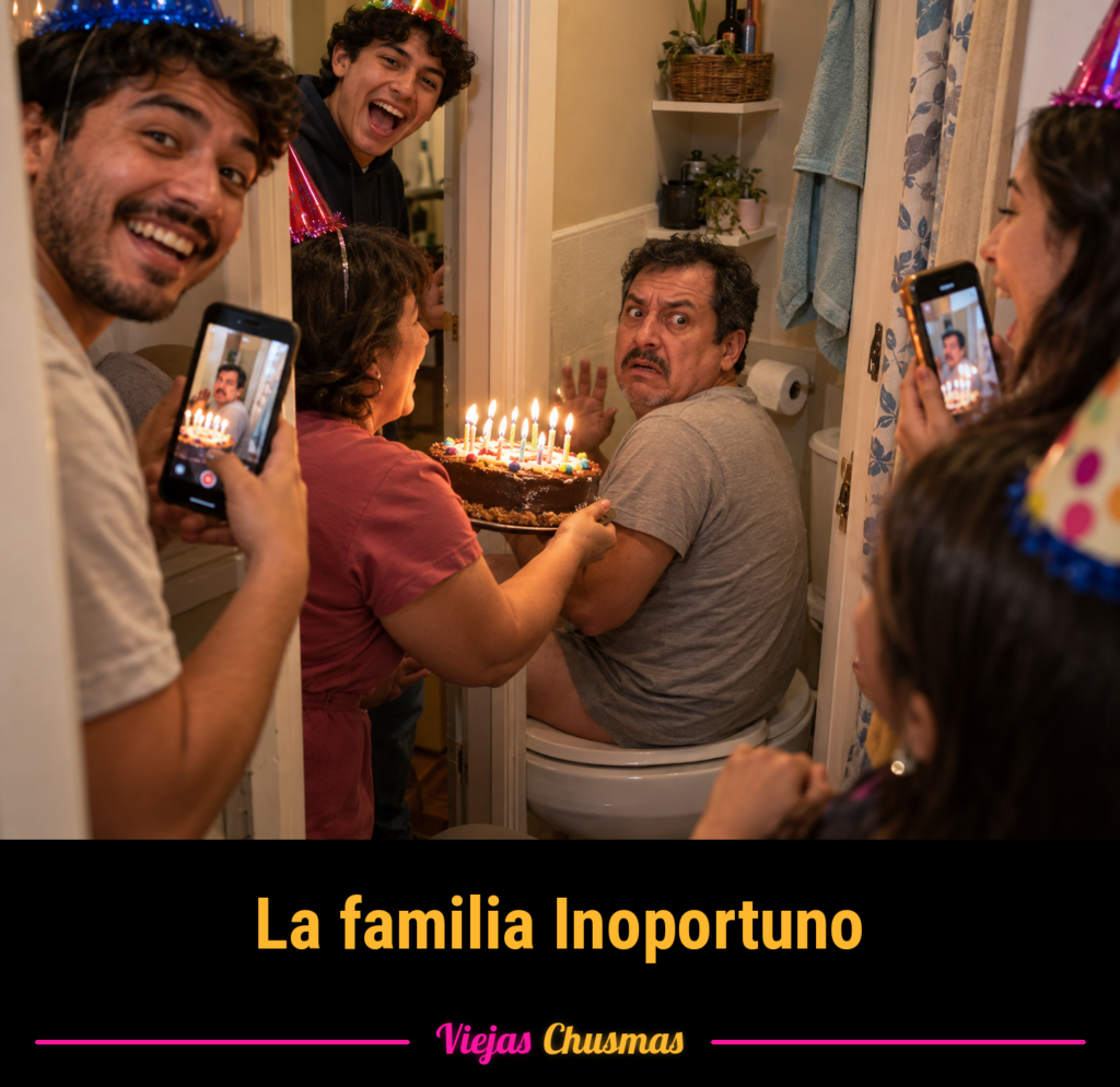 Familia reunida en una situación incómoda e inoportuna
